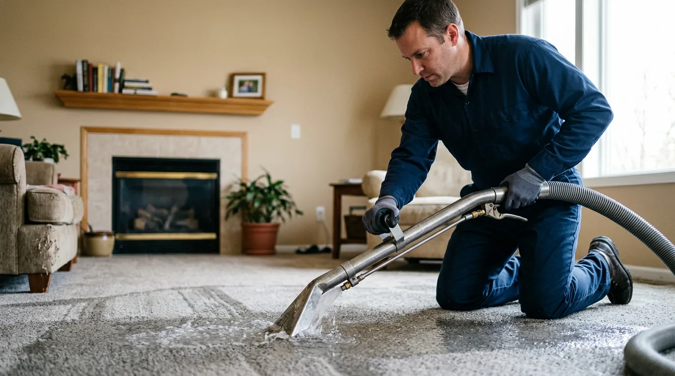 Water damage restoration technician working near Chenango Forks, NY